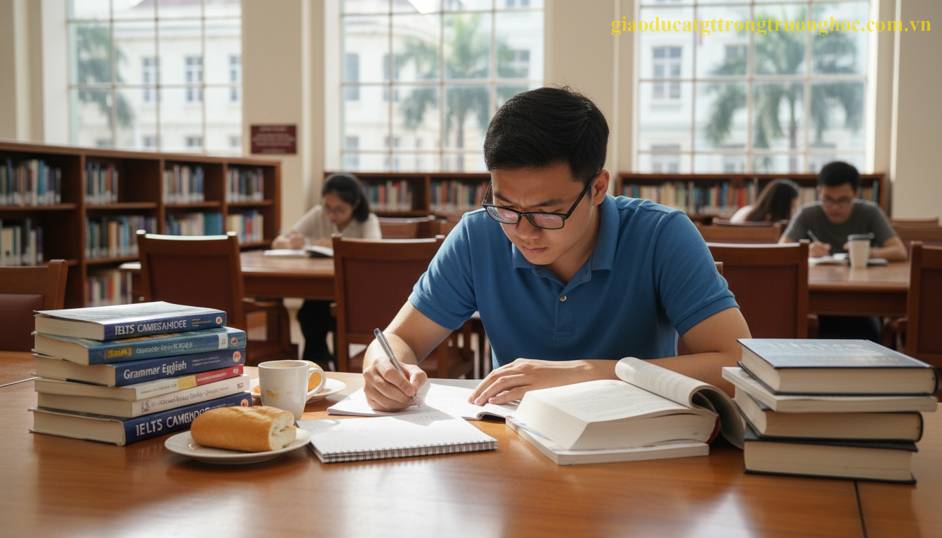 Học sinh hệ bổ túc nỗ lực học ngoại ngữ IELTS để tăng cơ hội du học