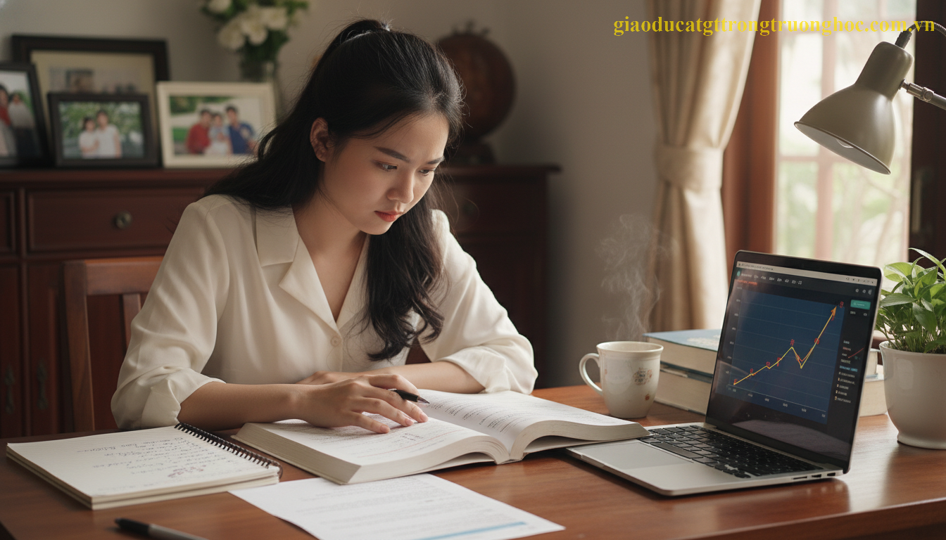 Học sinh hệ GDTX nỗ lực học tập để đạt GPA trên 7.0 chuẩn bị hồ sơ du học Mỹ.