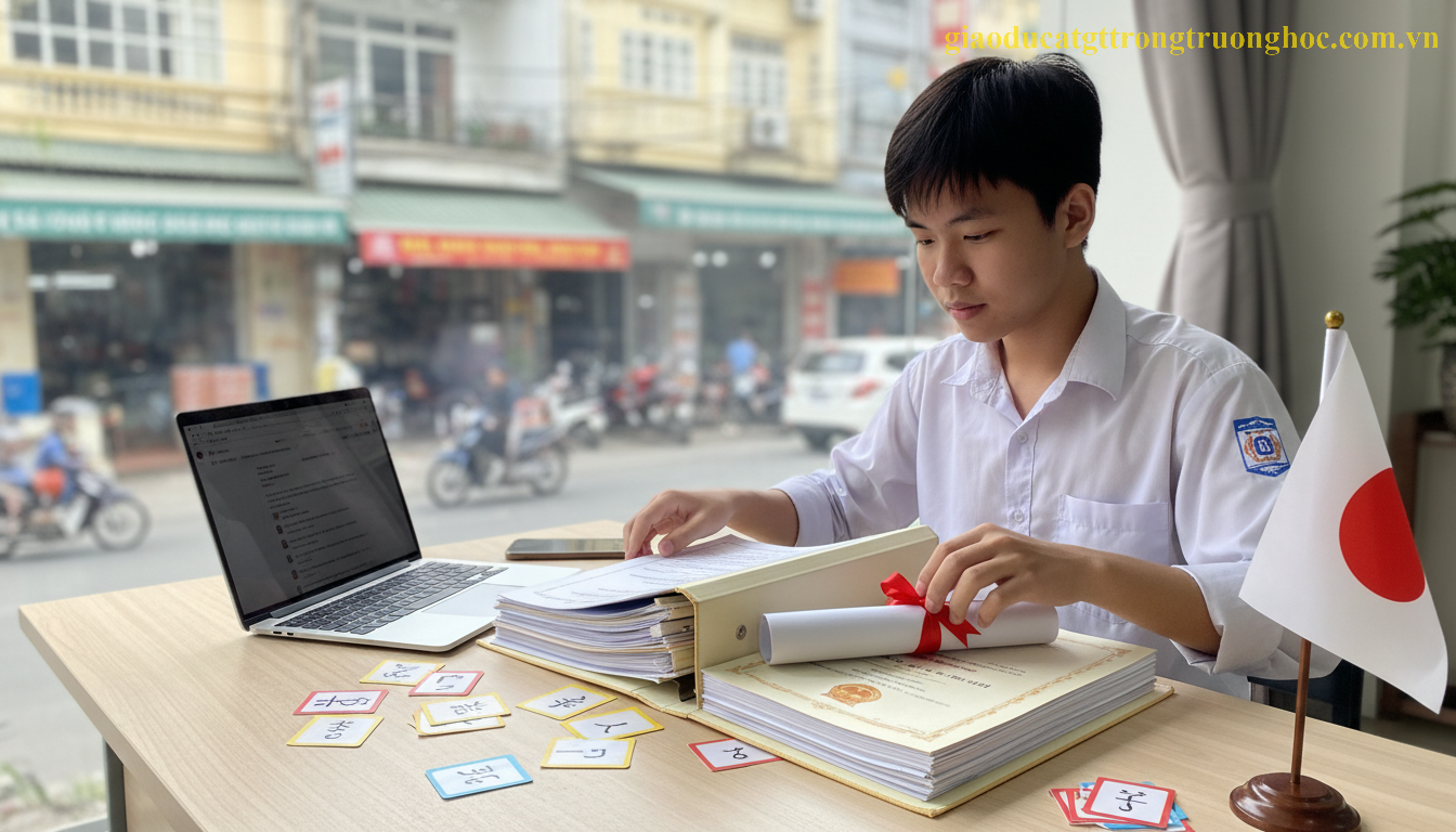 Học sinh Việt Nam hệ GDTX chuẩn bị hồ sơ du học Nhật Bản đầy đủ văn bằng.