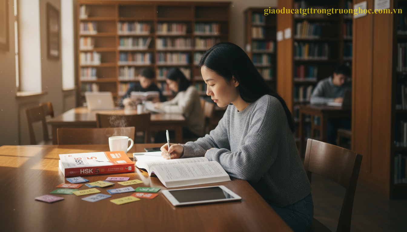 Học sinh Việt Nam học tiếng Trung ôn thi chứng chỉ HSK 5 và HSKK.