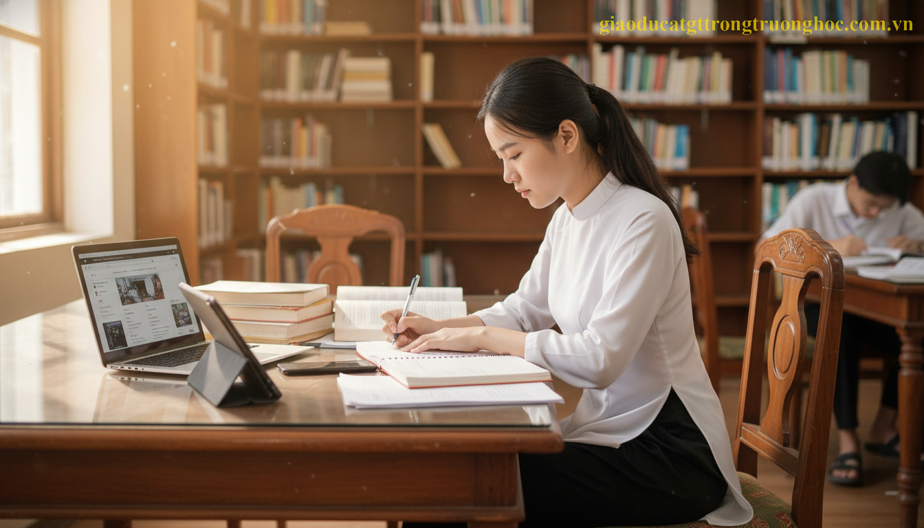 Học sinh Việt Nam nỗ lực học bổ sung kiến thức để theo kịp chương trình hệ THPT tư thục.