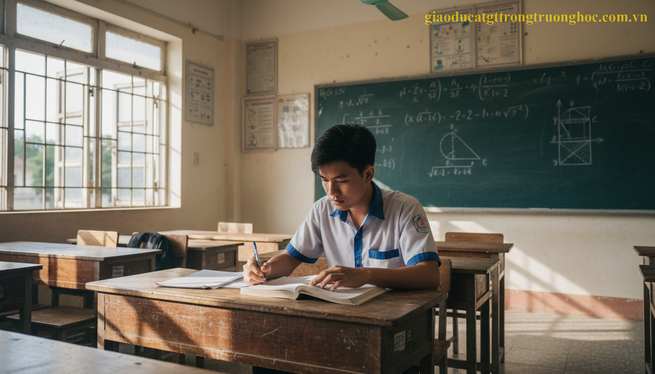 Học viên GDTX tập trung ôn luyện cho kỳ thi tốt nghiệp THPT để xét tuyển vào ngành sư phạm.